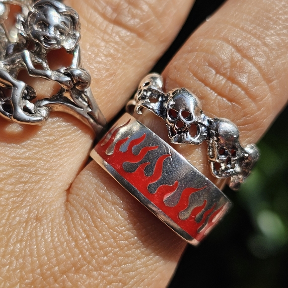 Y2K Red Flames Sterling Band - Picture 6 of 6